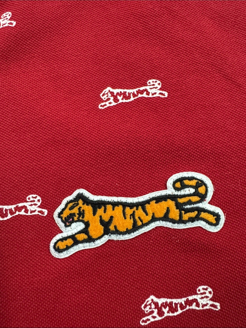 Le Tigre Red Polo with Embroidered Tiger and Contrast Collar - Picture 3 of 9